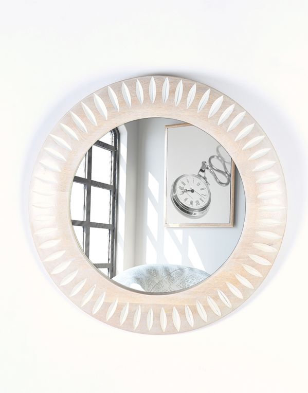 Misty Facets Wooden Wall Mirror