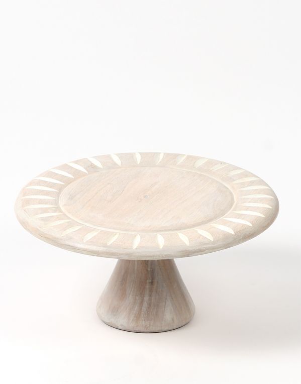 Misty Facets Wooden Cake Stand