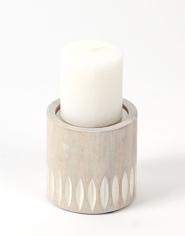 Misty Facets Wooden Candle Holder