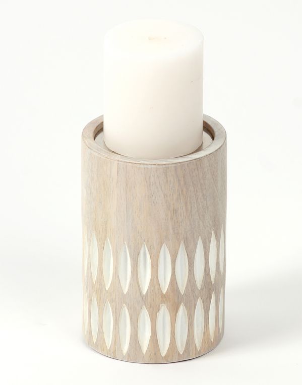 Misty Facets Wooden Candle Holder